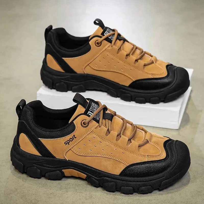 Men's Hiking Camping Shoe Waterproof Leather Upper Non Slip Hiking Boots Outdoor Durable Non Slip Sole Sports Shoes Large Size