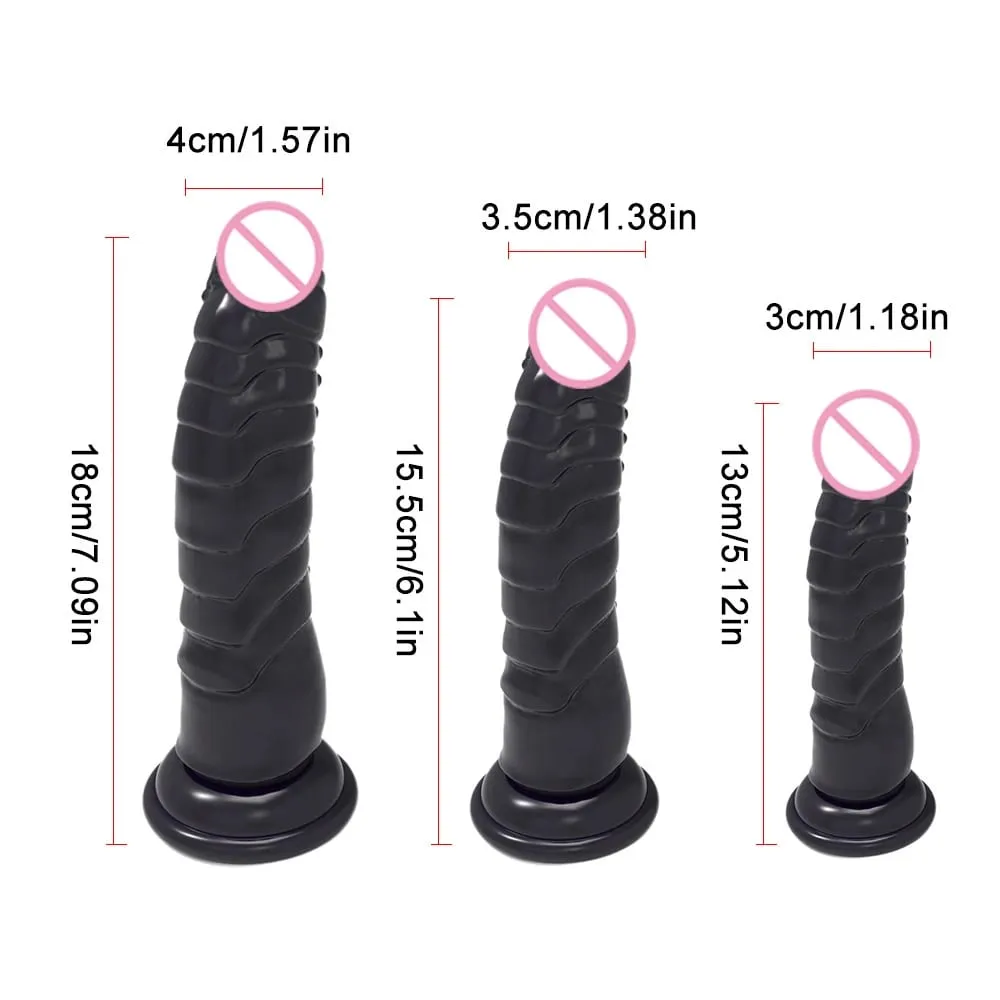 Realistic Black Dildo with Strong Suction Cup Base Soft Penis Sex Toy for Women and Men Hands Free Anal Vaginal Adult Toy in M