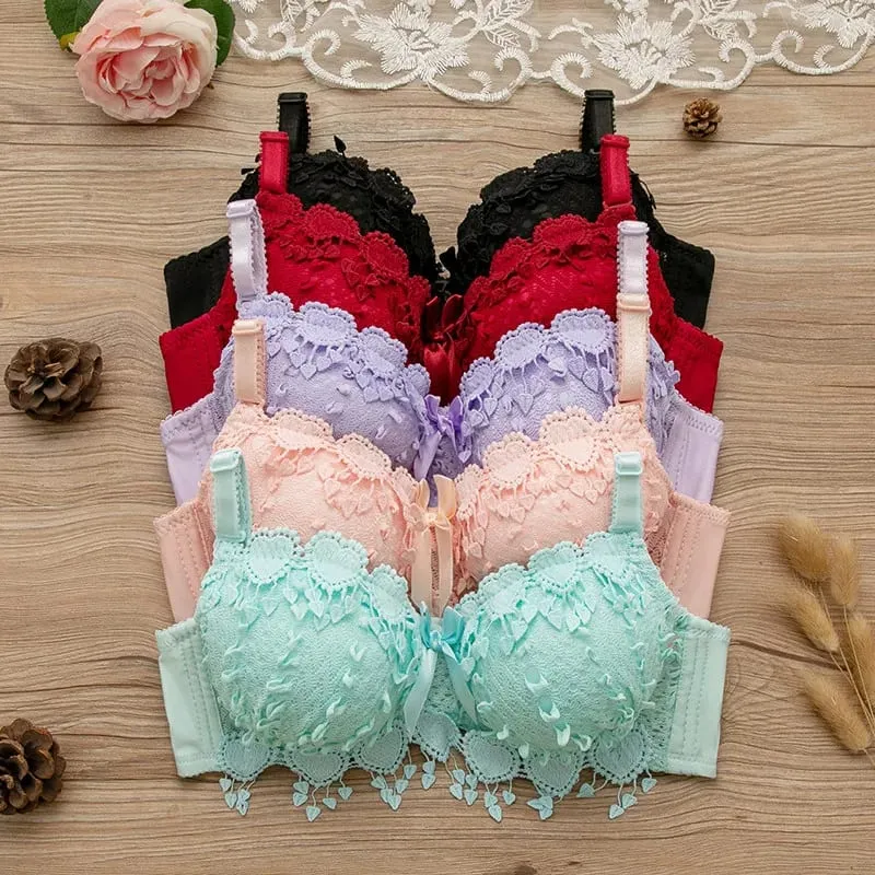 Women Wireless Lingerie Set Tassel Lace Bow Decor Push‑Up Bra & Panty Suit Adjustable Straps Ladies Intimate Underwear 32-38 — image 6