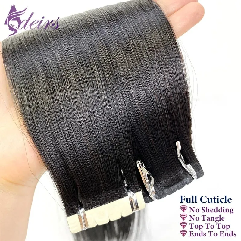 Mini Tape In Hair Extensions Really Human Hair Extensions Black Brown Blonde Invisible Tape In Straight 16"-26" For Salon