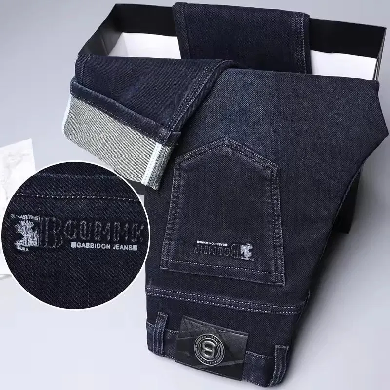 Jeans Lurus Pria Kualitas Tinggi Ringan Mewah Bordir Kasual Serbaguna Fashion Pelangsing Gaya Siluet Halus — image 4