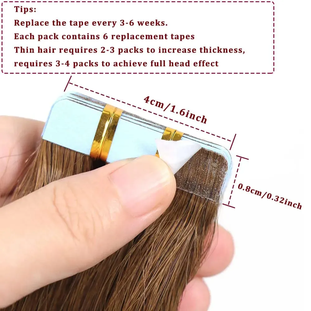 #4 Brown Tape In Human Hair Extensions For Women Blonde Highlight Double Drawn Invisible Balayage Tape In Hair 20pcs/Pack 20Inch