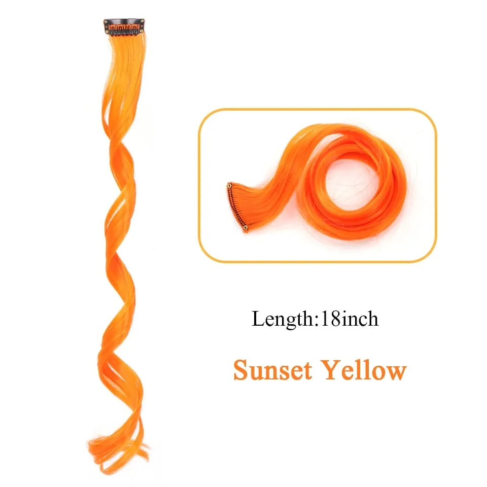 Tổng Hợp Kẹp Trong Một Miếng Nhiều Màu Sắc Làm Tóc Xoăn Tóc Tổng Hợp Miếng 18 "Dài Ombre Tóc Hồng Tím Đỏ xanh Dương