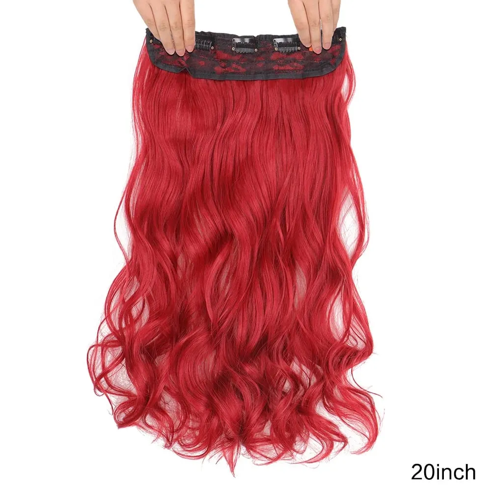 20Inch Synthetic Long Curly Hair Extension 4 Clips V-shape Natural Brown Black Hairpiece for Women — image 8