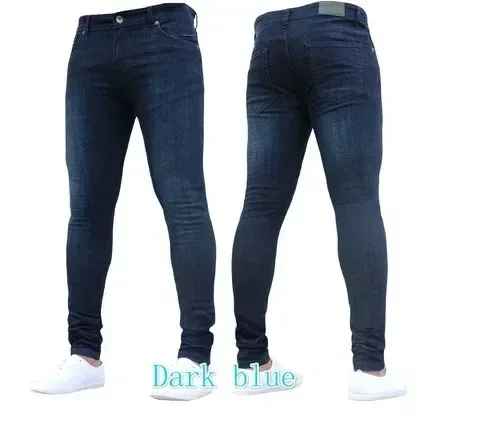 2026 Men's Casual Jeans Pantalon High Waist Zipper Stretch Jeans Panlalaking Slim Fit Pantalon Panlalaking Lapis na Pantalon Denim Skinny Jeans para sa Mga Lalaki