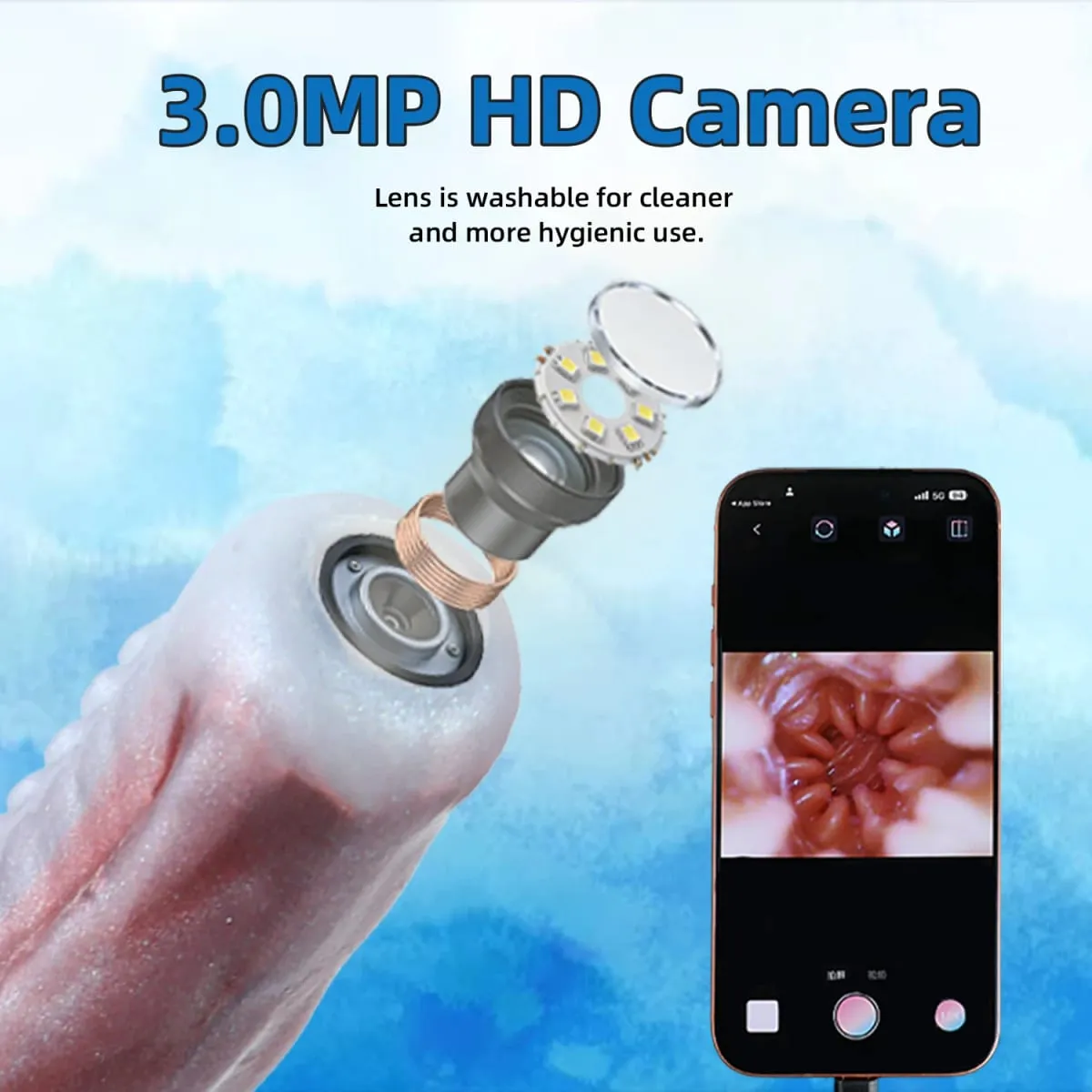 3MP HD Endoscope Camera Silicone Anal Plug With 8 LED Lights Real-Time Viewing Dildo IP68 Waterproof Sex Toys For Adult