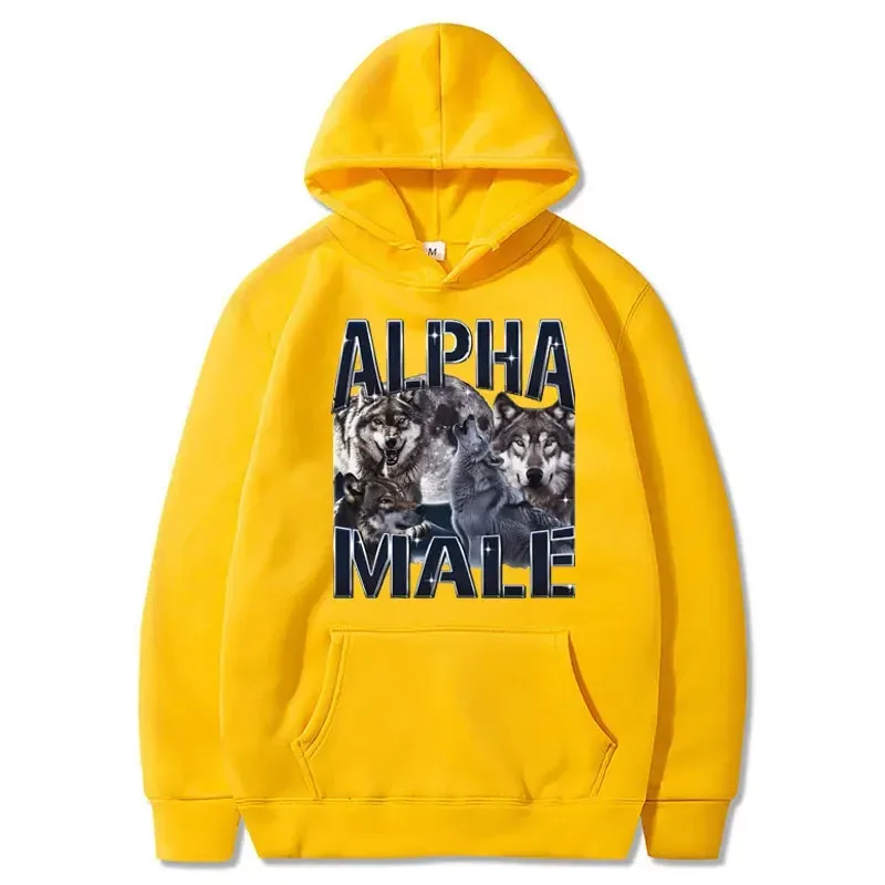 Wolf Pack Hoodie Unisex Alpha ชาย Moon ตลก Retro Vintage Aesthetic Cool อินเทรนด์ขนาดใหญ่ Casual เสื้อกีฬา