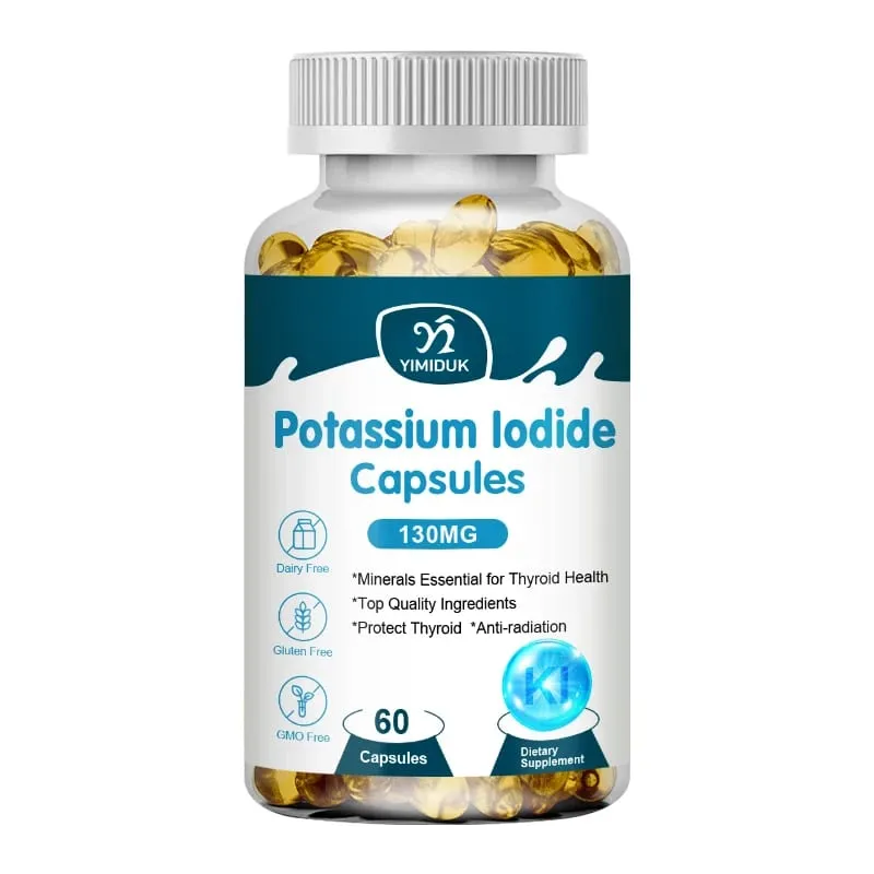 Potassium Iodide Capsules KI (Stable Iodine) 130 mcg per Day - Thyroid Support Supplement