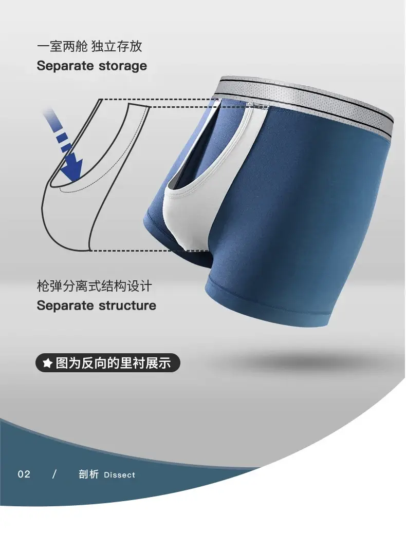Boxer Modal pour hommes, sans couture, avec pochette à balles, culotte douce, grande taille, respirant, sous-vêtement confortable