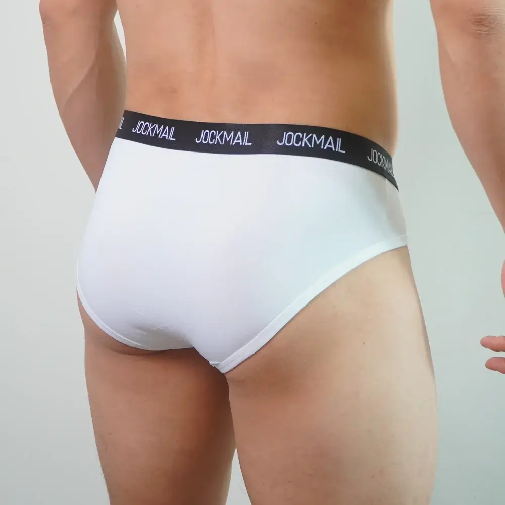 Jockmail Mens Underwear Low Waist Sexy Letter Sports Breathable Summer Ice Silk Briefs Big Bag Nylon Solid Color Man Panties