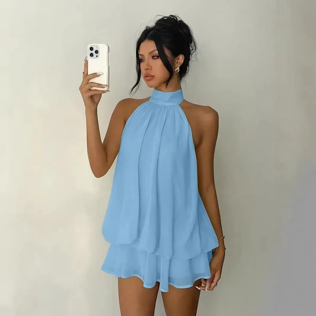 Women's Casual Dresses Woman Clothes Elegant Party Solid-color Beachwear Slim-fitting Sexy Backless Skirt Dress Female Clothing