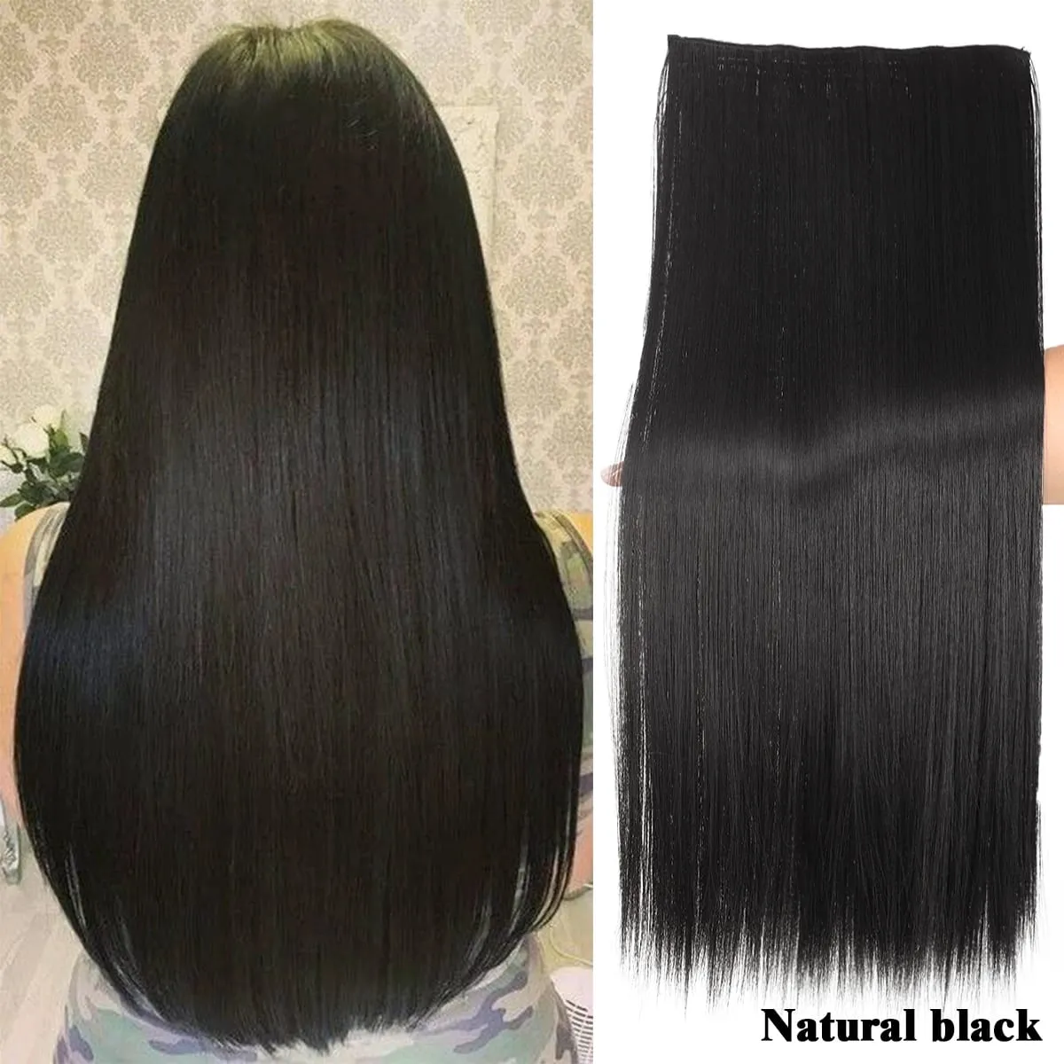 Synthetic 20“24” 28 5 clip hair extension piece wig women extend heat-resistant wig long straight hair