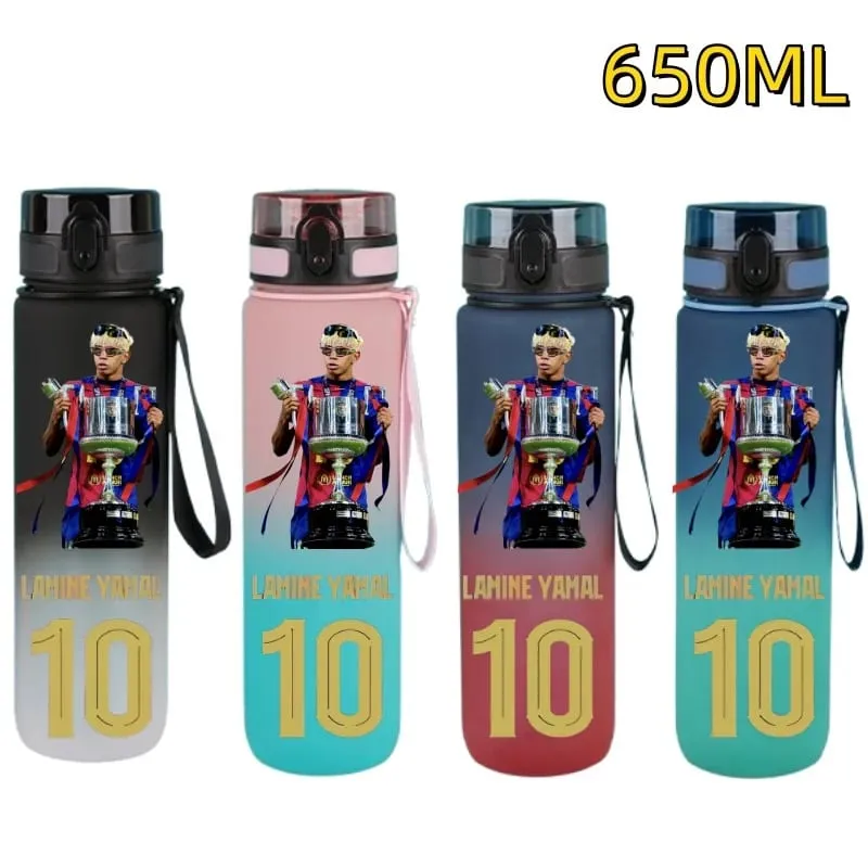 650ml Football Star Water Cup Lamine Yamal Portable Outdoor Large Capacity Sports Fitness Flip Cover Drinking Bottle Fans Gifts