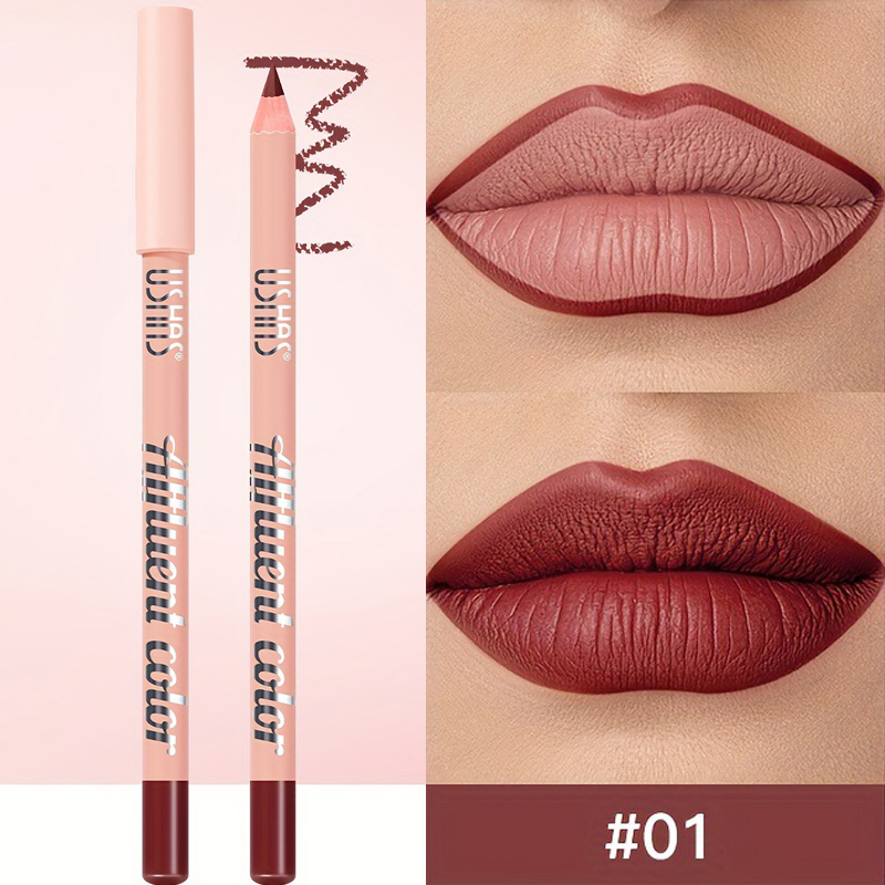 8 farver Vandtæt Lip Liner Pencil Langvarig Sexet Mørkerød Pink Mat Læbestift Blyant Naturlig Lipliner Pen Rød konturfarve