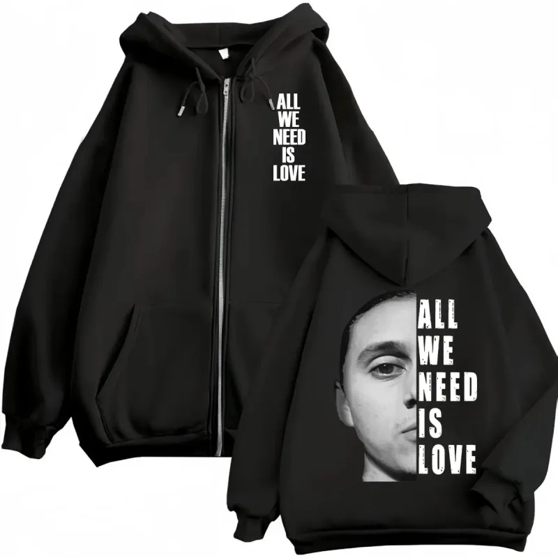 Canserbero Alles wat we nodig hebben is liefde Muerte Vida Merch Rits Hoodie Herenmode Hip Hop Zip Up Sweatshirts Casual Fleece Truien
