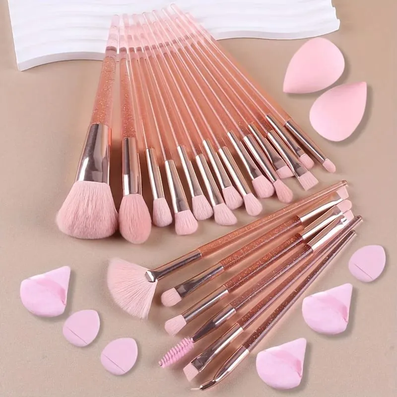28pcs Ultimate Makeup Brush Set with Large Powder Blush Contour Foundation Concealer & Eyeshadow Brushes - Includes Water Dr