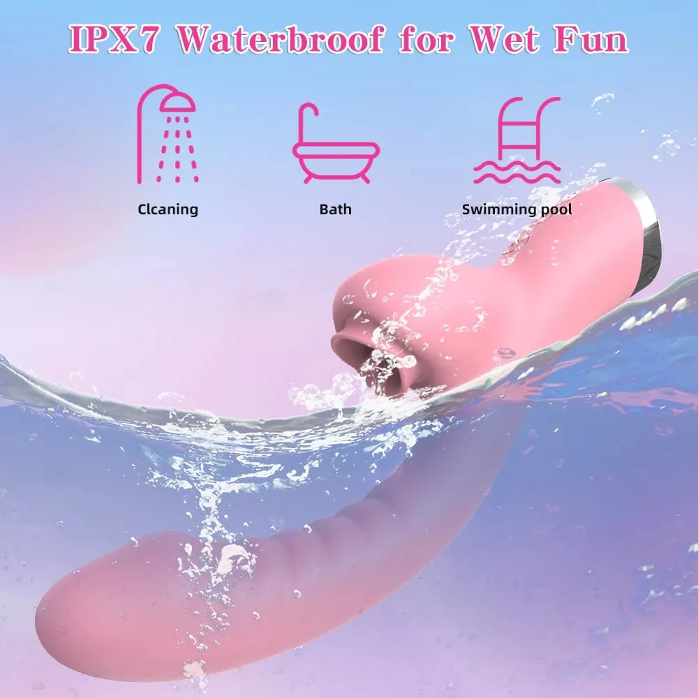 FairyKiss Dildo Vibrator för kvinnor 2-i-1 tungan slickar klitoris G-Spot Stimulator Vagina Massager Kvinnlig Sucker Vuxen Sexleksak