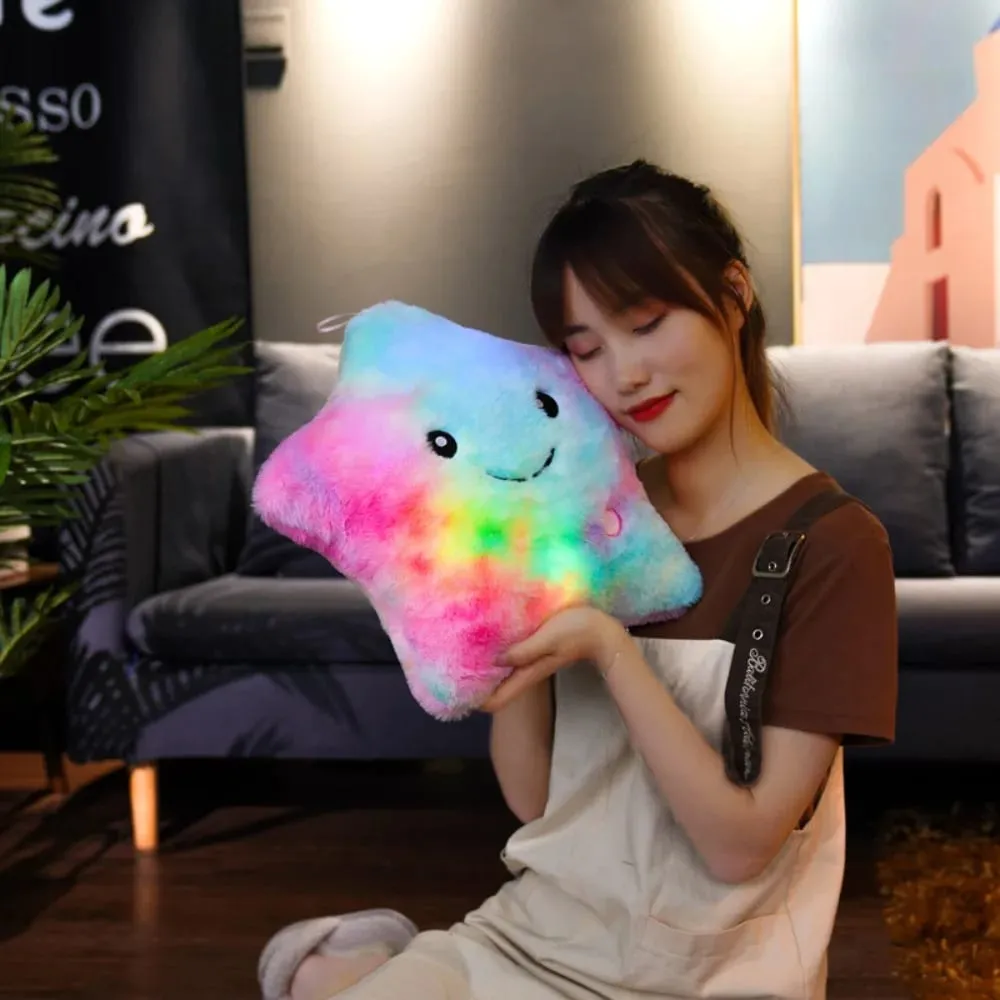 Cute LED Electronic Star Plush Toy Star Soft LED Star Doll Toy Home Decoration Baby Kid Toys Soft Star Pillow