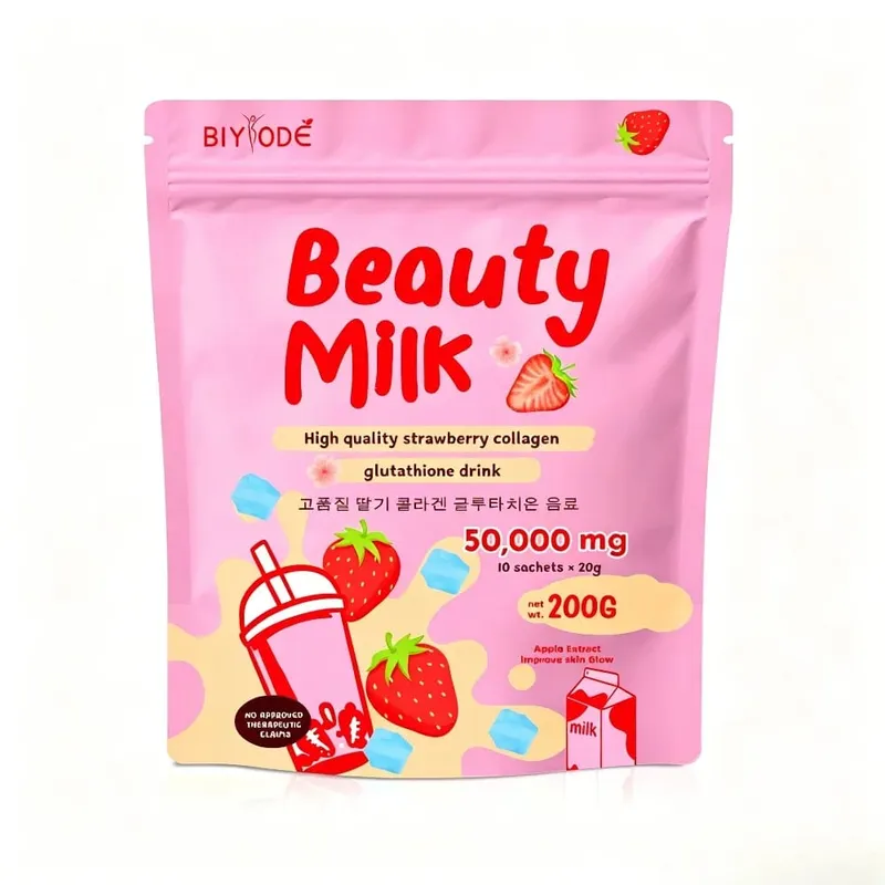 Strawberry Collagen Glutathione Drink Mix with Apple Extract for Skin Glow Support 10 Powder Sachets x 20g Net 200g