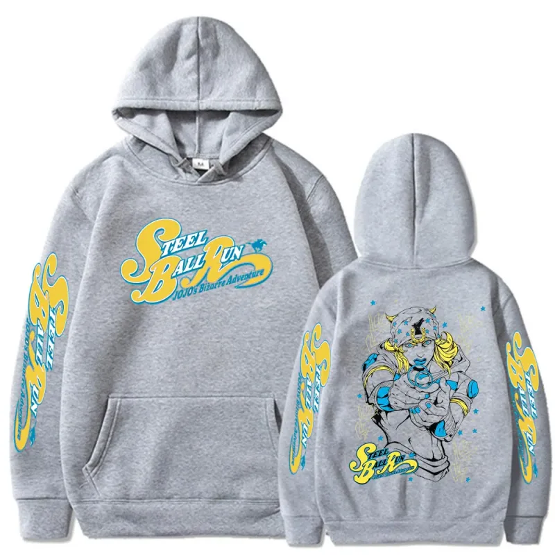 Anime Jojo Bizarre Adventure STEEL BALL RUN Jonathan Joestar Hoodies Men Women Clothing Hip Hop Oversized Hooded Sweatshirts