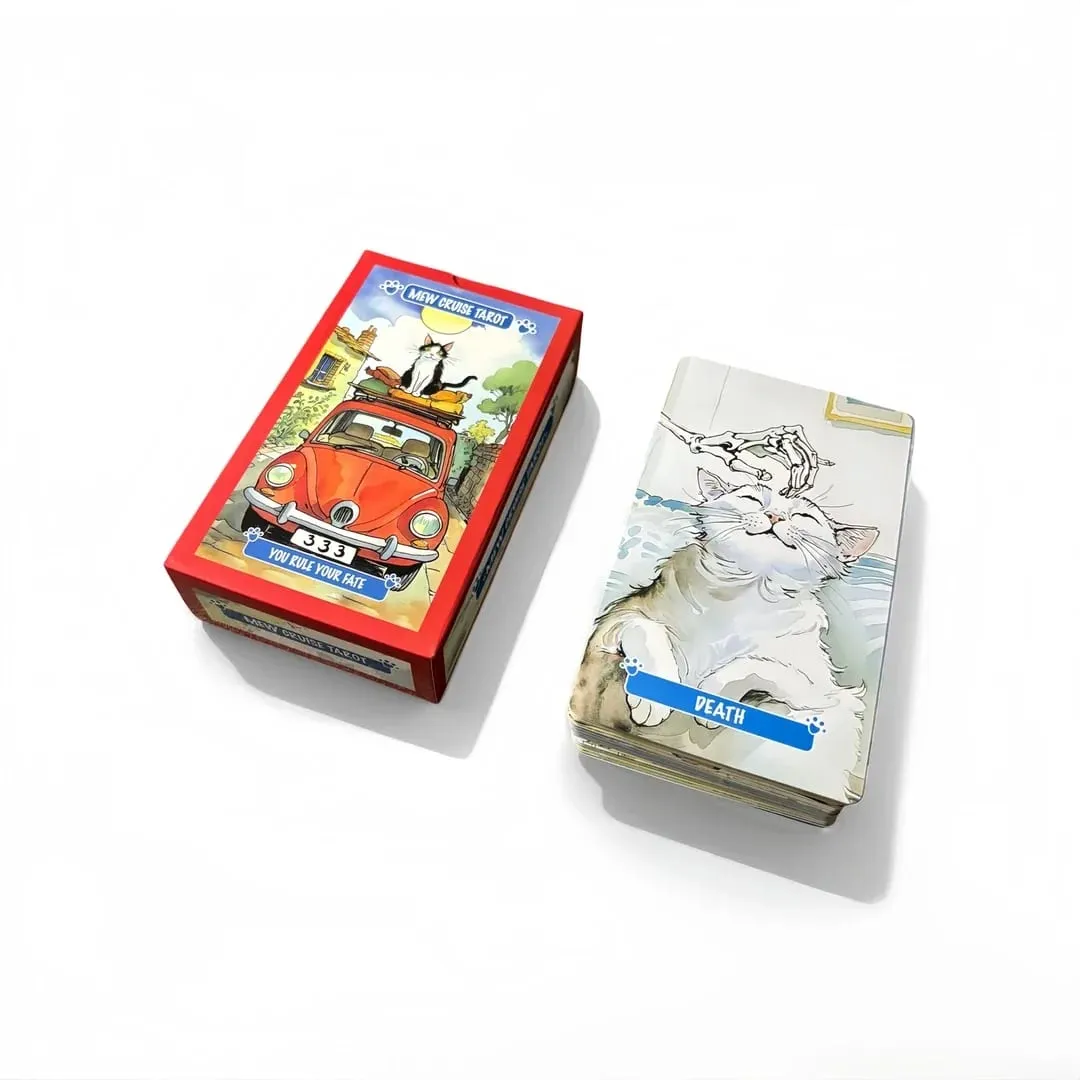 Mew Cruise Tarot Cards 78 Tarot Cards 10.3*6cm with Cute Cat Artwork Divination Board Game for Cat Lovers and Beginners
