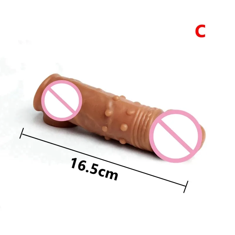 Extensión de pene realista, manga para pene, silicona reutilizable, alargador de pene, condones retardantes para hombres, consolador potenciador, Juguetes sexuales, tienda erótica