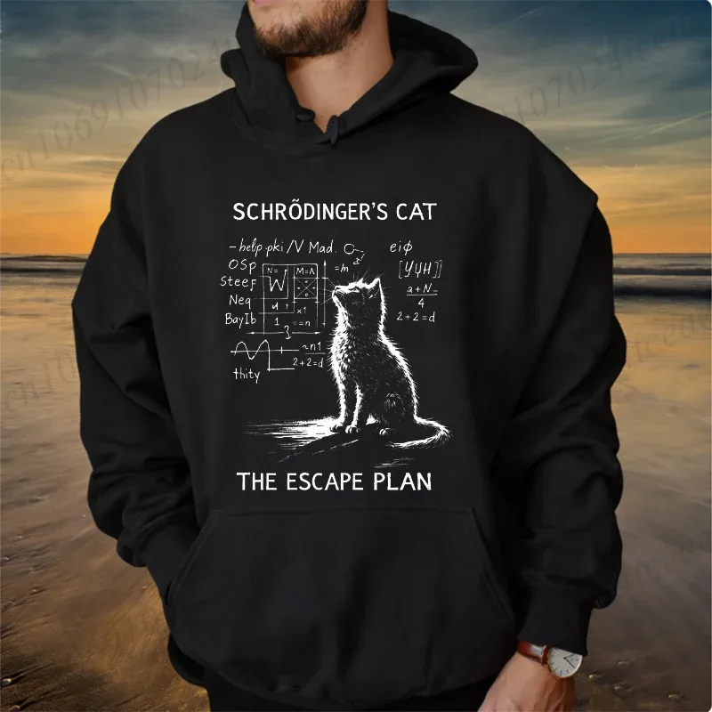 Funny Cat Physics Design Hoodies Math Science Humor Cat Print Sweatshirt Personalized Men Women Casual Streetwear Fashion Hoodie