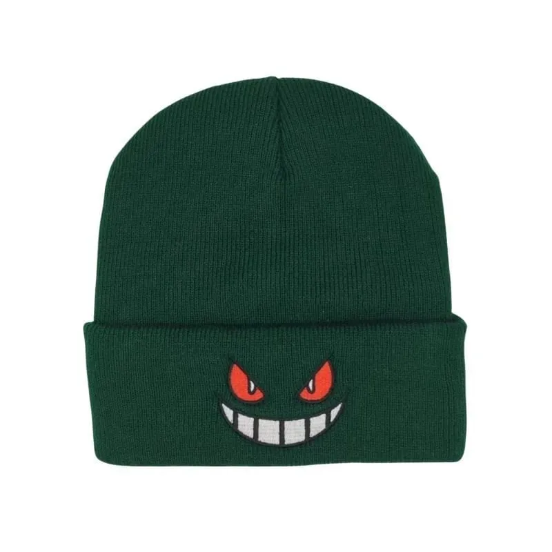 Pokemon Gengar Kartun Bordir Beanies Rajutan Skullies Musim Gugur Musim Dingin Topi Wol Hangat Gengar Wanita Pria Beanies