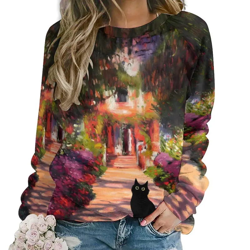 Fashion Butterfly flowers Women round-neck sweatshirt 3D Print Streetwear Autumn Y2k Sweatshirts Pullovers Woman Clothing Tops