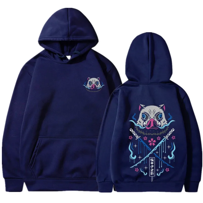 Inosuke Anime Hoodies Men Women Kimetsu no Yaiba Kawaii Manga Sweatshirts Gothic Harajuku Hooded Pullover Casual Streetwear
