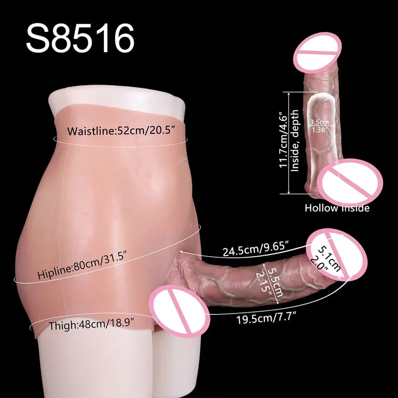 Large Hollow Dildo Premium Silicone Pants Wearable Hyper Realistic Insertable Penis Cover Adult Intimate Wearable Toys