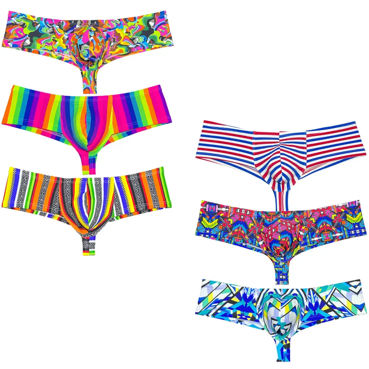 Sexy Mens Print Swim Thongs Ultrathin Quick-dry Swimwear Low-rise Bikini-Style Back Briefs Underwear Elastic Boxer Shorts Beach
