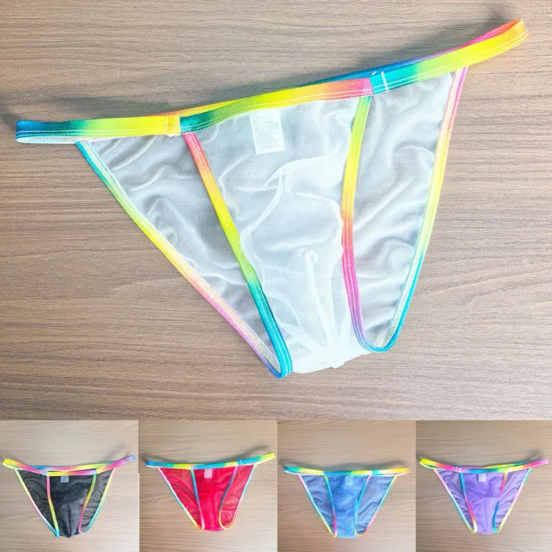 1pc Men Sexy Sheer Briefs Ultra Thin See Through Underwear Low Rise U Convex Pouch Mesh Breathable Panties Clubwear