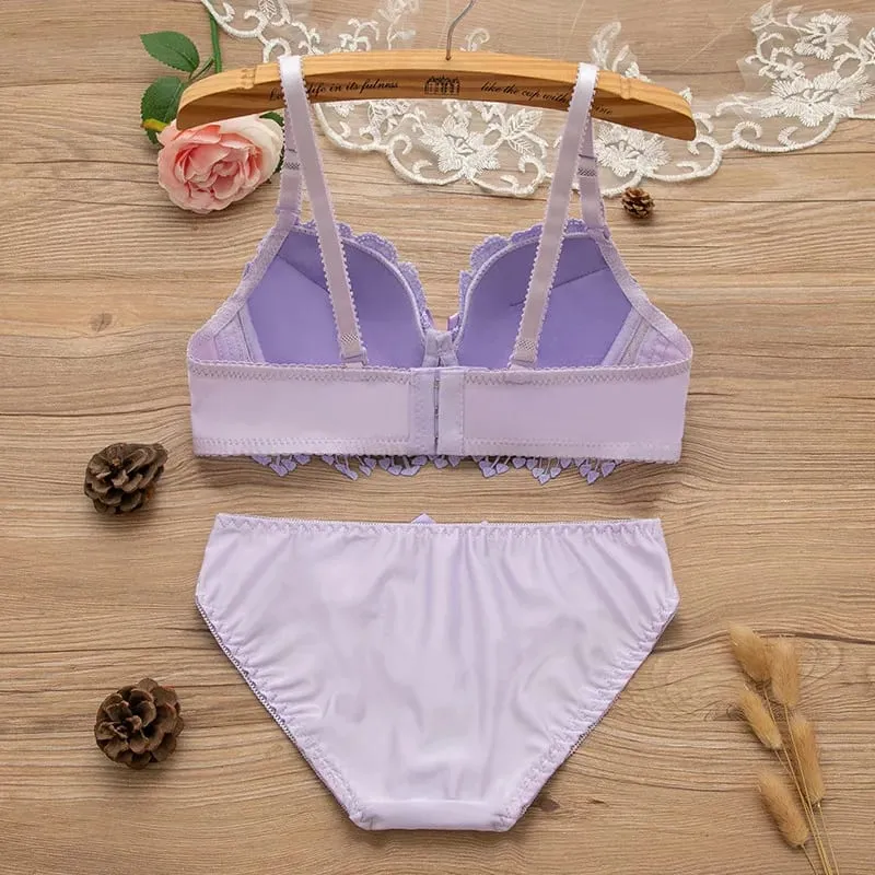 Women Wireless Lingerie Set Tassel Lace Bow Decor Push‑Up Bra & Panty Suit Adjustable Straps Ladies Intimate Underwear 32-38 — image 5