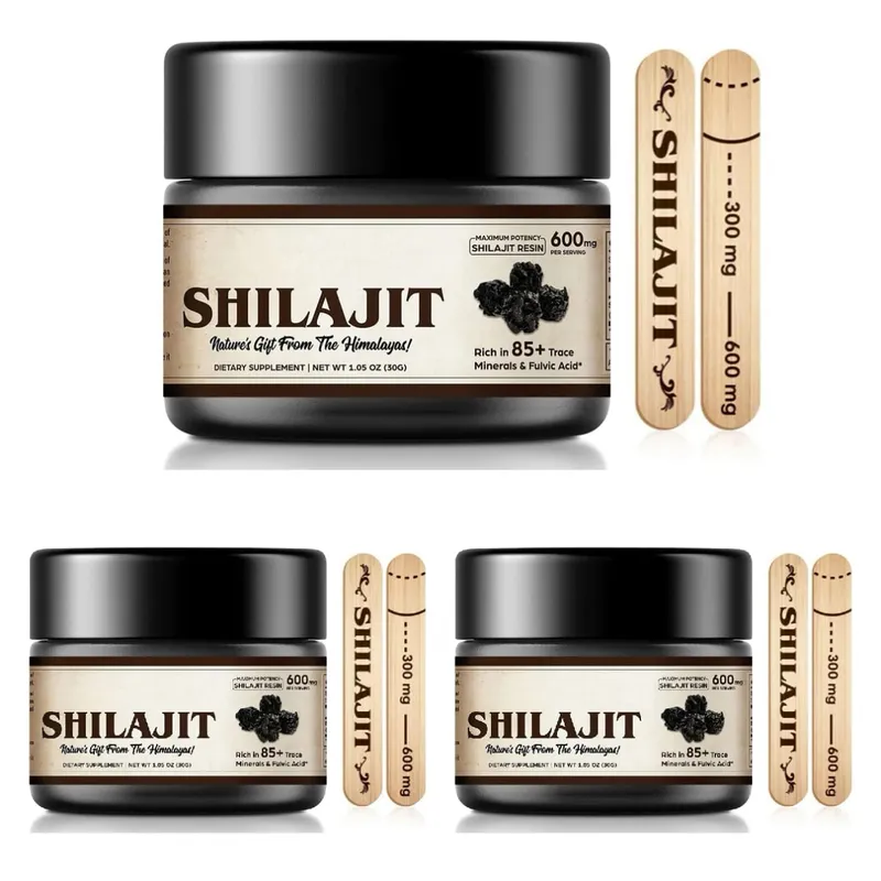 Shilajit Pure Himalayan Organic Shilajit Resin - 600mg Maximum Potency Natural Organic Shilajit Resin with 85+