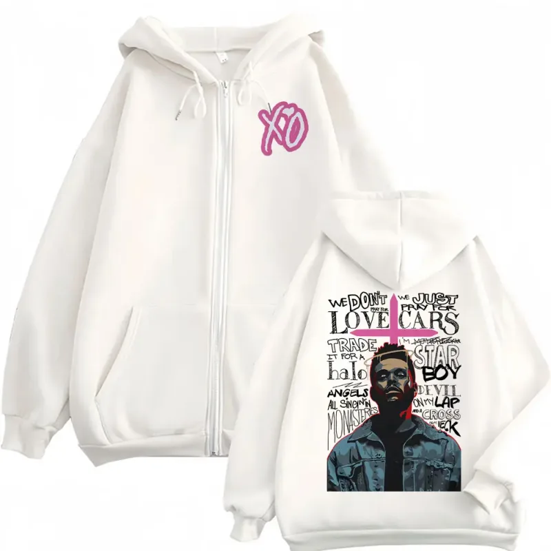 The Weeknd XO After Hours Album Jacka Sweatshirt Herr Kvinnor Mode Hip Hop Dragkedja Huvtröjor Hög kvalitet Cardigan Zip Up Pullover