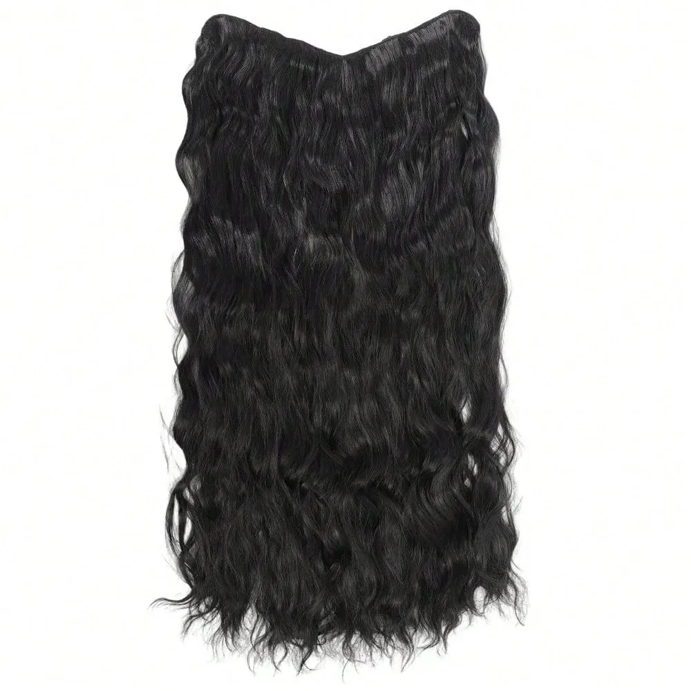 Synthetic Hair Fake Hair Extensions Clip Hairpiece V-Shaped Half Wig Natural Wavy Extension False Strands On Hairpins Women