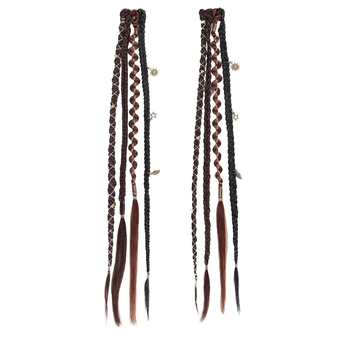 Boho Ombre Burgundy Braided Ponytail Hair Extensions Synthetic Braids With Bohemian Viking Hair Pieces For Women Carnival Party