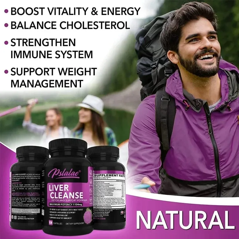 Liver Cleanse Detoxification Support Supplement - Complete Health Capsules with Artichoke Berberine Turmeric Herbs