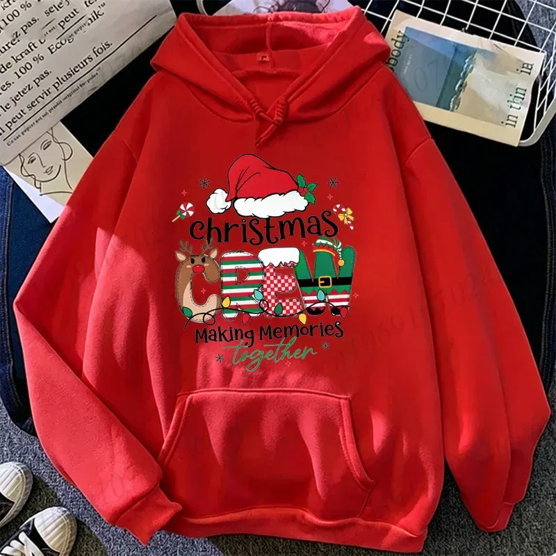 Christmas Crew Making Memories Together Hoodies Family Matching Christmas Outfit Santa Hat Graphic Sweatshirts Xmas Party Shirts