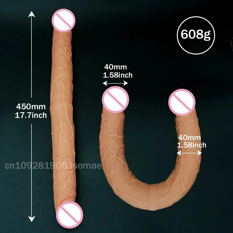 Long Double Dildo Sex Toys Realistic Double Sided Dildo for Lesbian Silicone Huge Thick Dildos G Spot and Anal Plug for Women
