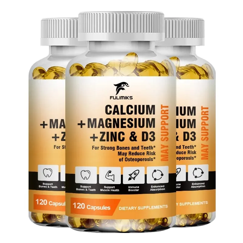 Bone Support Capsules Calcium Magnesium Zinc with D3 Enhances Absorption Supports Bone Strength Immunity & Muscle Health