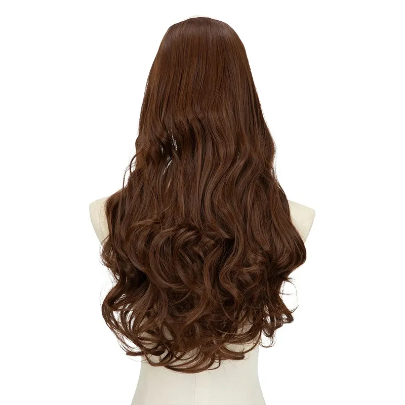 Extension de cheveux synthétiques à Clip en U de qualité supérieure, postiche longue, épaisse et bouclée, Blonde naturelle, faux cheveux résistants à la chaleur pour femmes