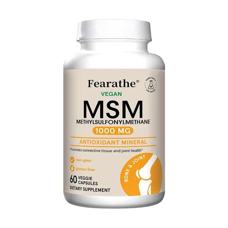 MSM 1000 Mg - 120 Veggie Capsules - Methylsulfonylmethane - Dietary Supplement Antioxidant Supports & Strengthens Joints