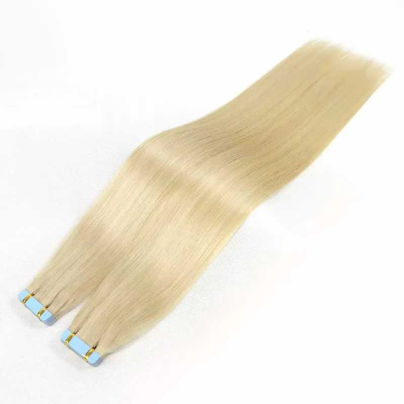 #4 Brown Tape In Human Hair Extensions For Women Blonde Highlight Double Drawn Invisible Balayage Tape In Hair 20pcs/Pack 20Inch