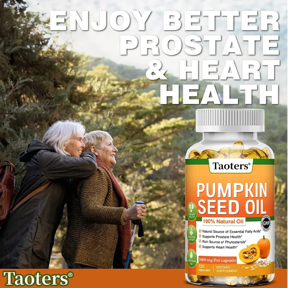 Pumpkin Seed Oil Capsules - Promotes Hair Growth Urinary Tract and Prostate Health Cardiovascular Support | Non-GMO