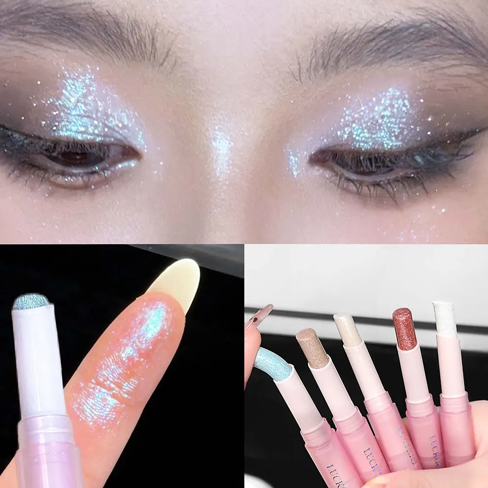 Sparkling Waterproof Eyeshadow Highlighter Pen Blue Diamond Jelly Eyeshadow Stick Glitter Pink Purple Eye Shadow Brighten Makeup