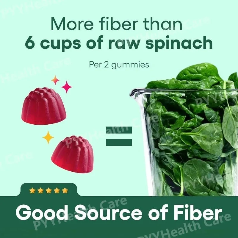 Fiber Gummies for Digestive Health and Regularity - Raspberry Lemon Flavor Natural Chicory Root Prebiotic Fiber - Daily Gummy