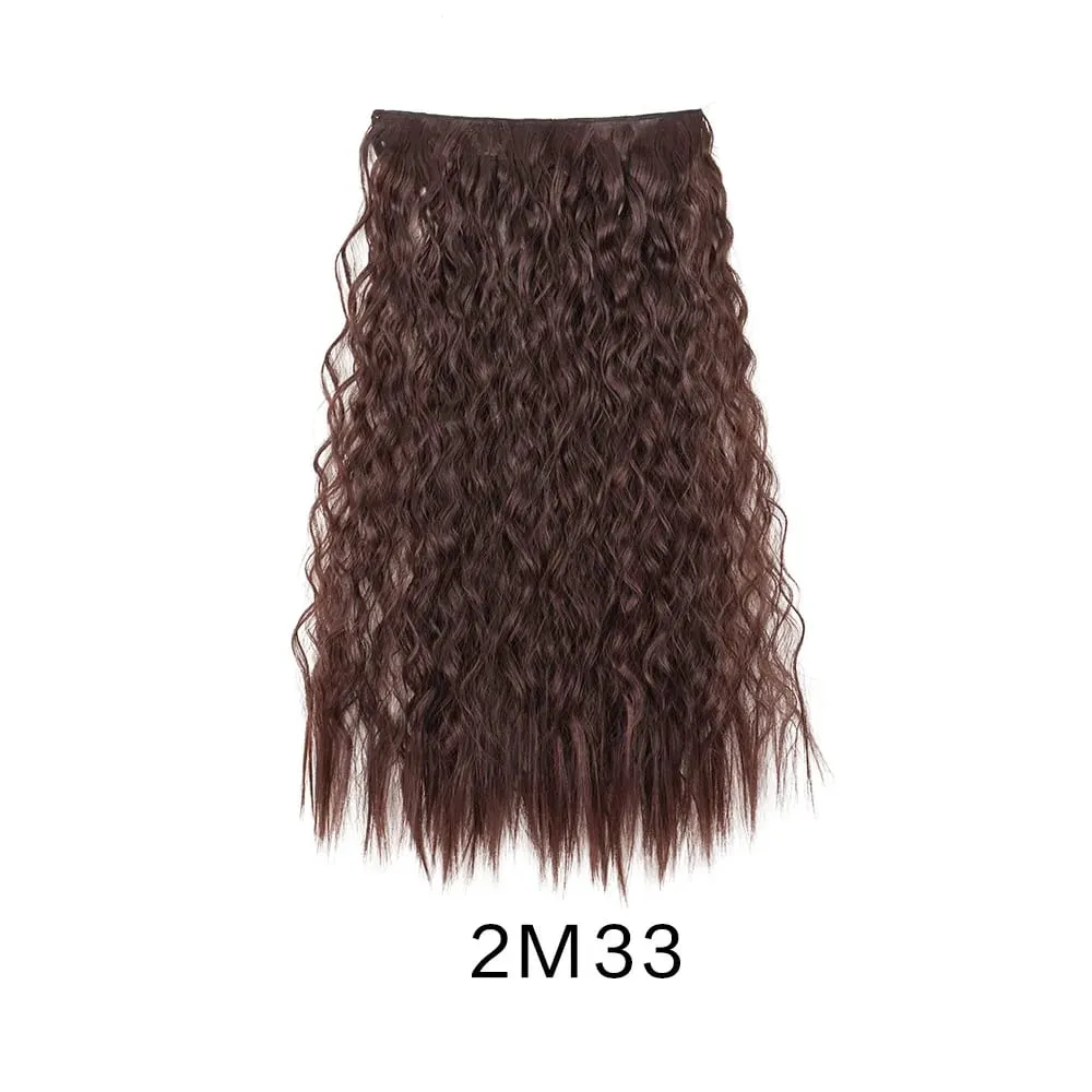 24Inch Synthetic Long Kinky Curly Hair High Temperature Corn Wave Hair Extension Clip in Fiber Hairpieces for Women