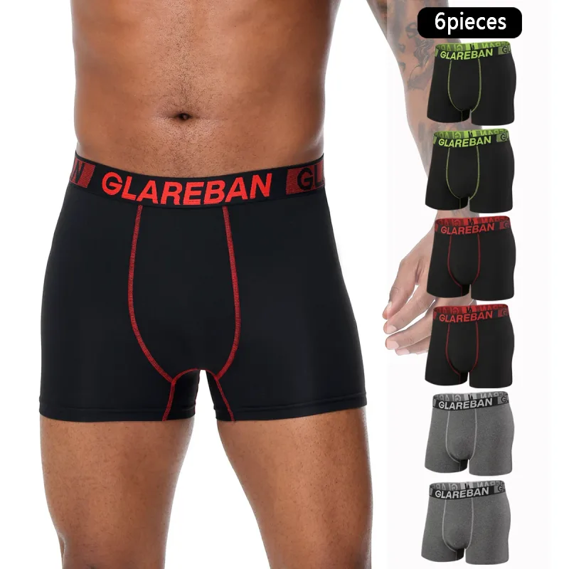 Paquete de 6 uds de calzoncillos Boxer para hombre, bragas de estilo a la moda, ropa interior para hombre y calzoncillos para hombre, conjunto de lujo, calzoncillos deslizantes para hombre